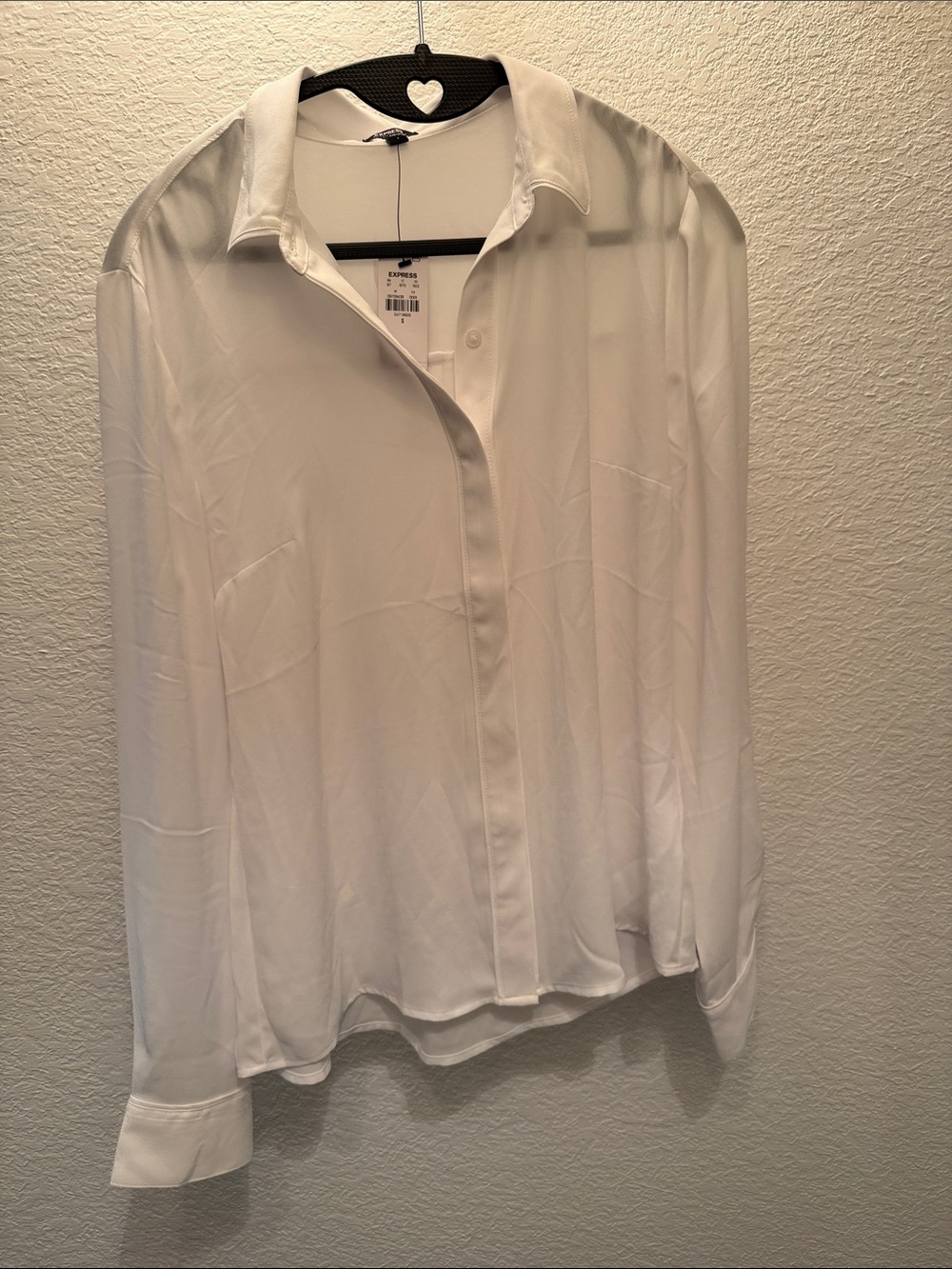 Express Classic White Button-Down Long Sleeve Shirt